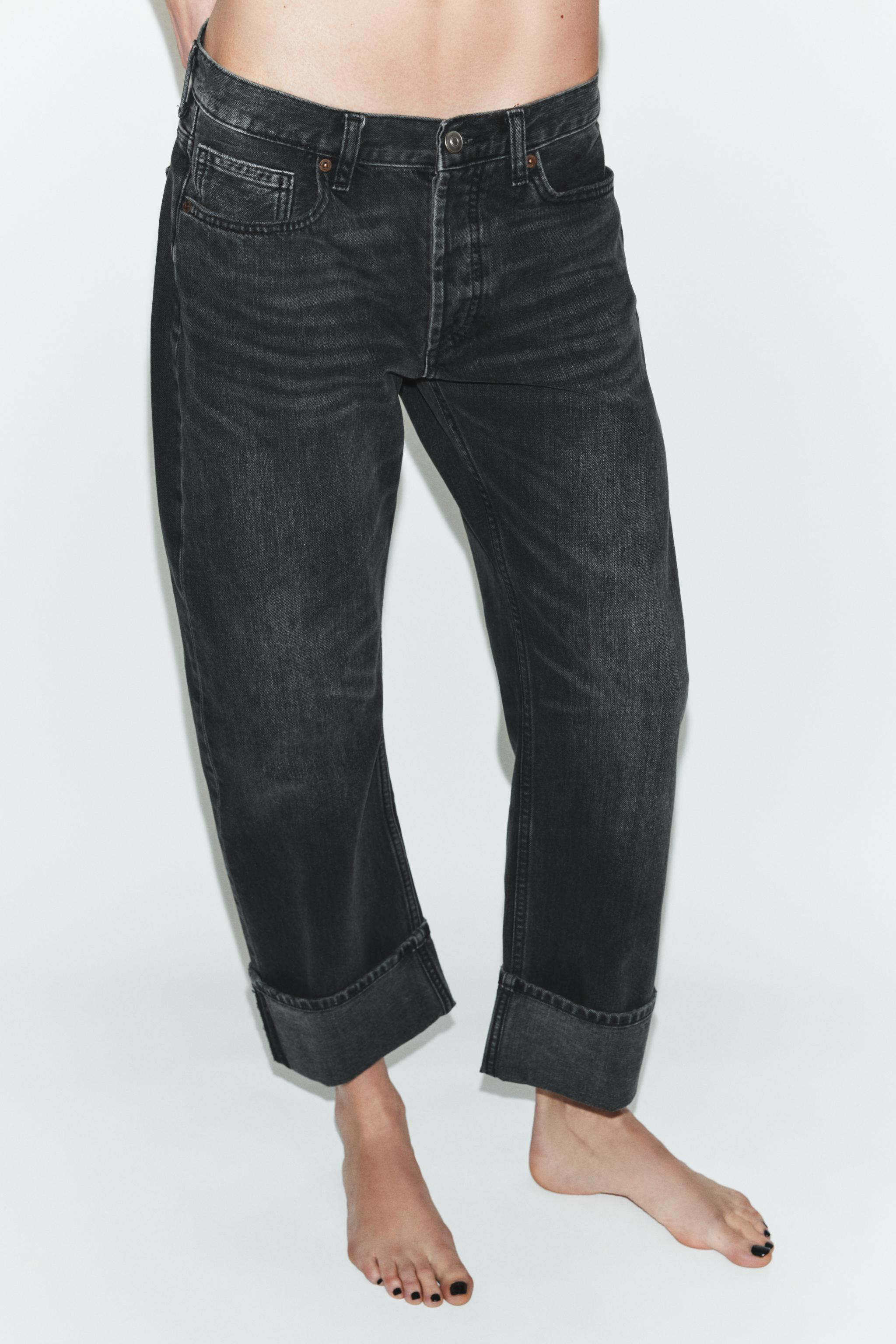 TRF MID-RISE FOLD-UP STRAIGHT LEG JEANS | Zara US