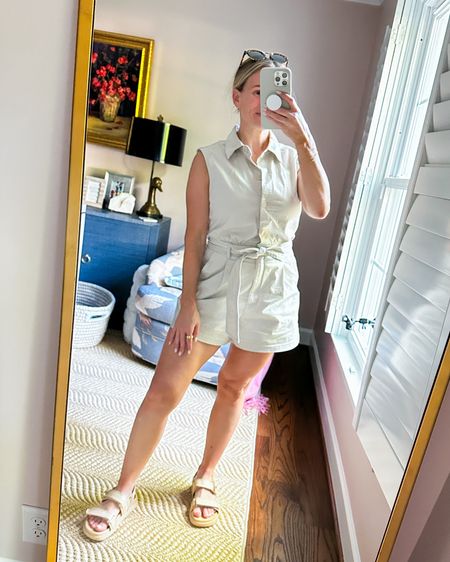 My favorite romper for spring and summer! It’s comfortable but still looks polished. It’s nursing friendly too. 
I have a size small. 

#LTKbaby #LTKSeasonal
