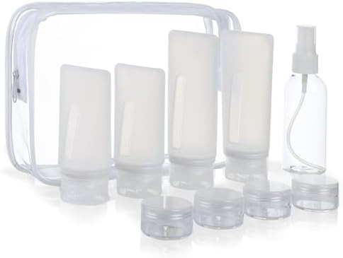 17 Pack Silicone Travel Bottles Kit for Toiletries, TSA Approved Travel Size Portable Refillable ... | Amazon (US)