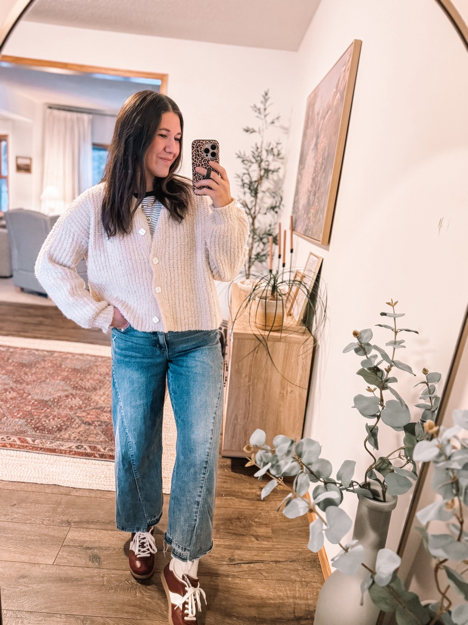 Love this cardigan so much & these jeans are super comfortable with the ab solution waistband. 

Xs striped tee
4 in jeans 
M in cardigan 

#LTKValentine #LTKootd #LTKgrwm