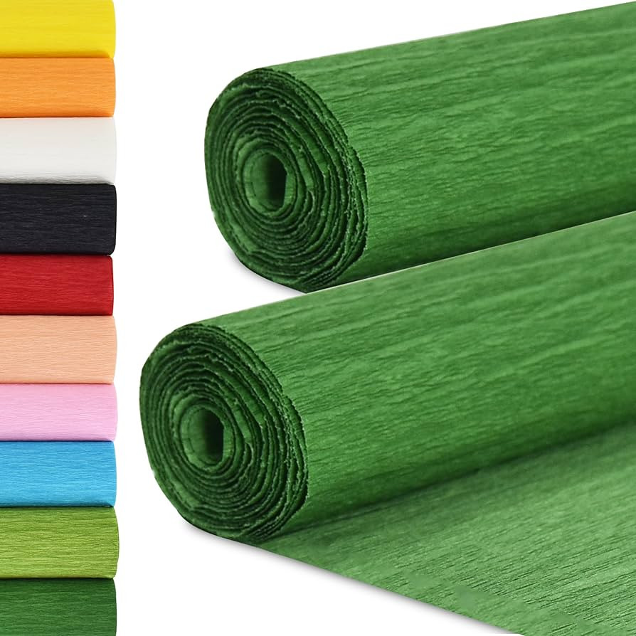 BEISHIDA Dark Green Crepe Paper Roll, 9.8 Inch Wide 8ft Long Crepe Paper Sheet for Flower Making,... | Amazon (US)