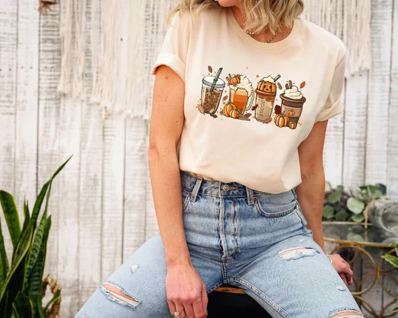Pumpkin Spice Latte Fall Coffee Shirt Pumpkin Spice Tee - Etsy | Etsy (US)