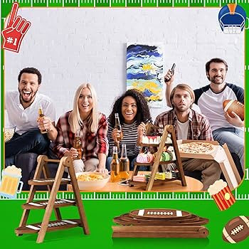 Marsui 3 Tier Football Serving Trays Wooden Shaped Football Platters 17" 14" 11" Oval Charcuterie... | Amazon (US)