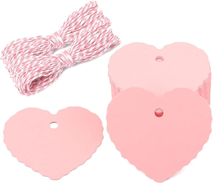 G2PLUS Pink Gift Tags, 100PCS Heart Gift Tags with String, 2.35 x 2.16 in Blank Hang Tag, Valenti... | Amazon (US)