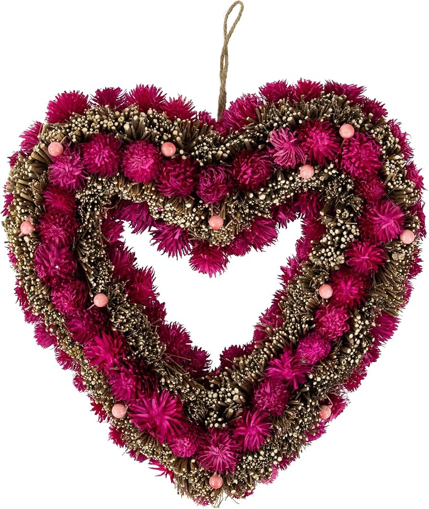 Amazon.com: Northlight 13" Pink Botanicals and Twigs Artificial Valentine's Day Heart Wreath - Un... | Amazon (US)
