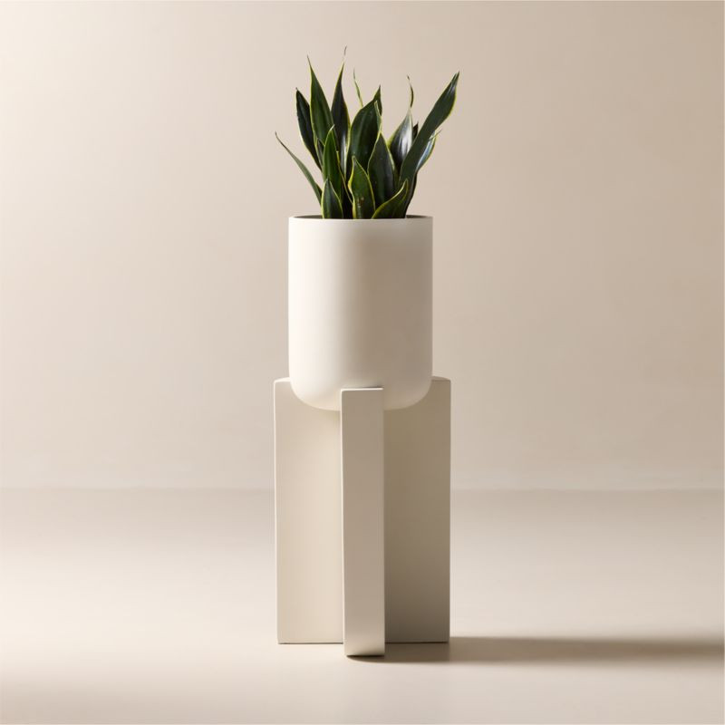 Verro White Cement Standing Planter Tall + Reviews | CB2 | CB2