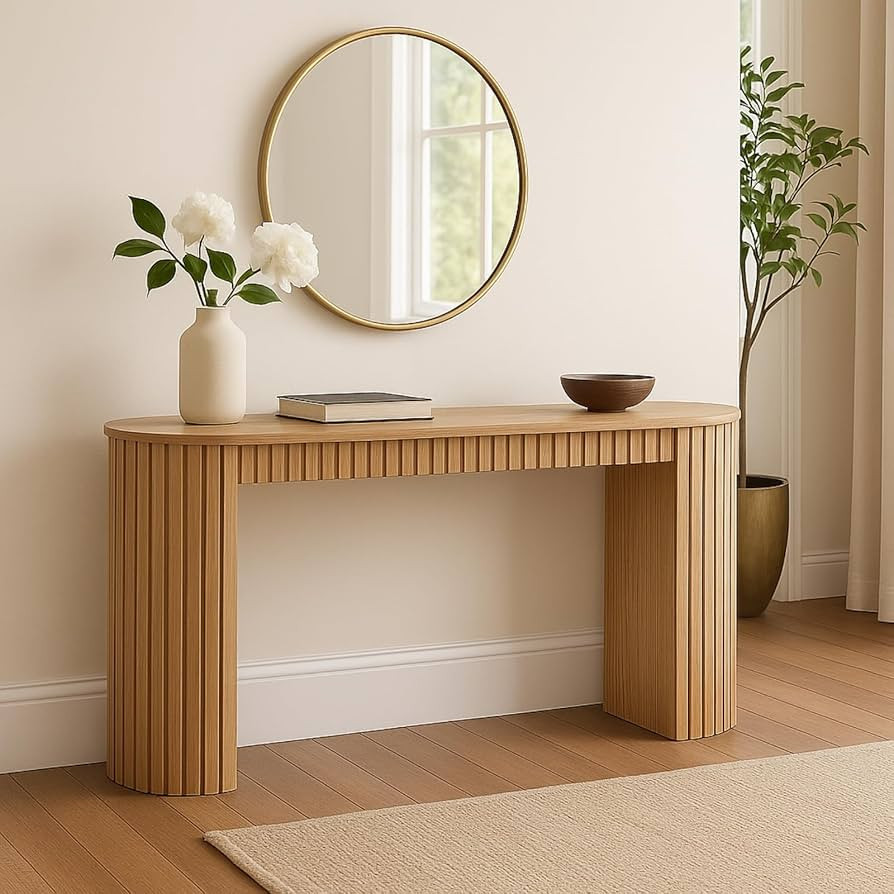 YEPLOOK Console Table with Drawer, Modern Simple Wood Fluted Entryway Table, Narrow Tall Sofa Tab... | Amazon (US)