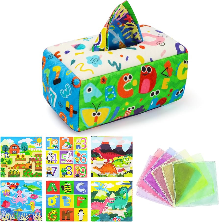 Baby Toys 6-12 Months, Baby Tissue Box Toy, Montessori Toys for Babies, Toys for 1 Year Old Boy G... | Amazon (US)