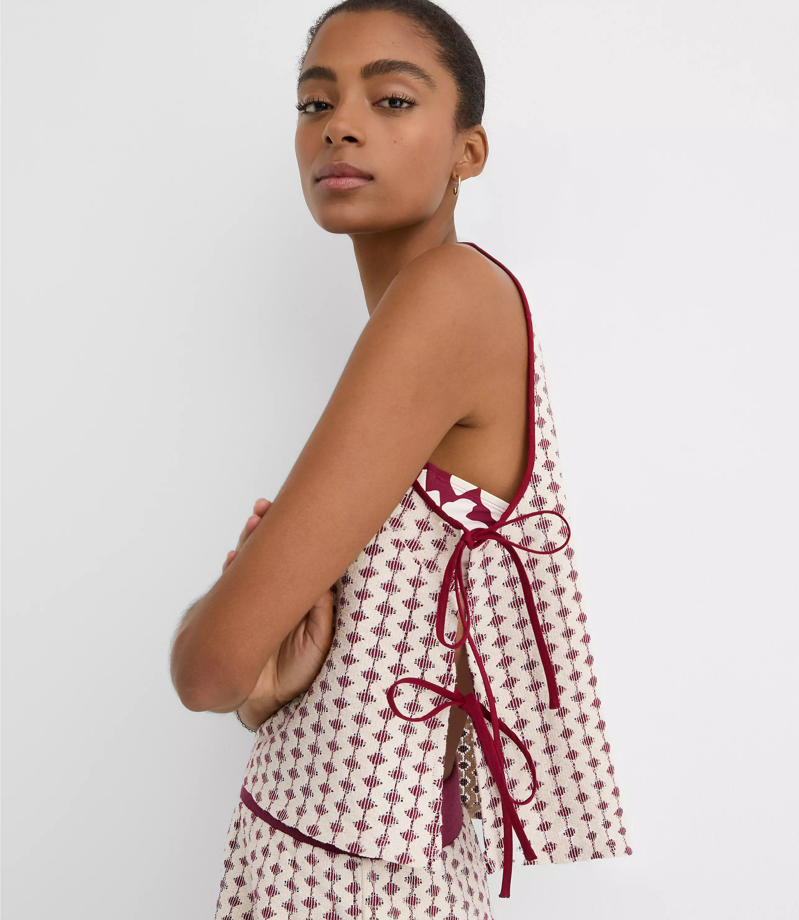 Petite LOFT Beach Geo Crochet Side Tie Tank Top | LOFT