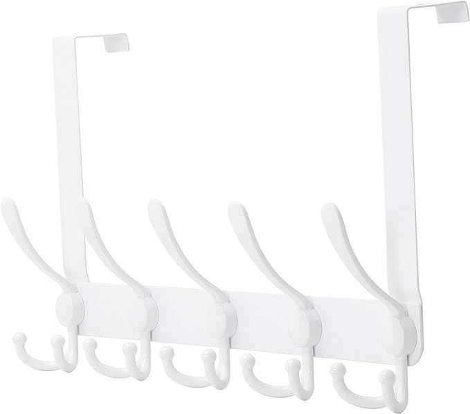 Dseap 5 Tri Over The Door Clothes Hanger and Towel Rack, Heavy Duty White | Amazon (US)