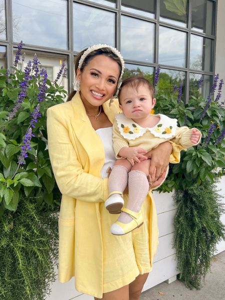 30% OFF Mommy and me. Ella’s face.😆 yellow, Easter outfits, linen blazer, paper bag shorts. Forever21, SHEIN, Amazon 

#LTKbaby #LTKfamily #LTKbump