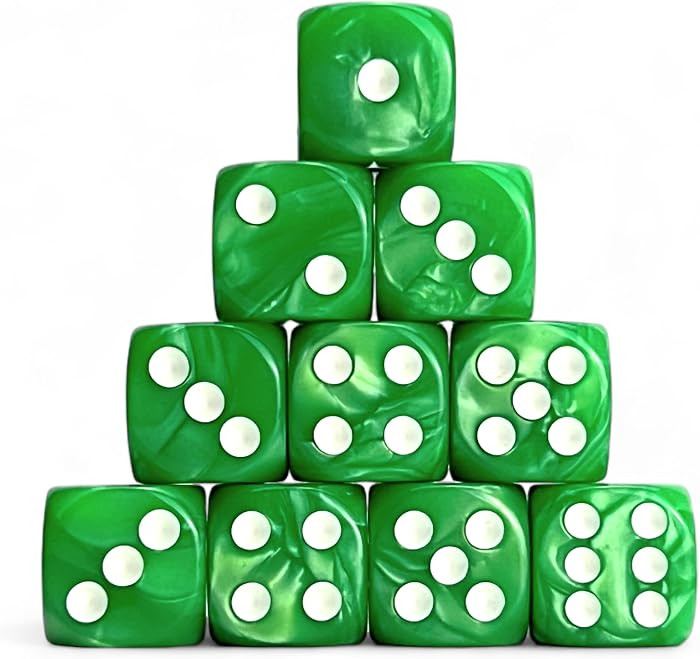 Luck Lab 10-Piece Acrylic D6 Dice Pack - Green Pearl (16mm, Hexahedron) for RPG, MTG, DND, Table ... | Amazon (US)