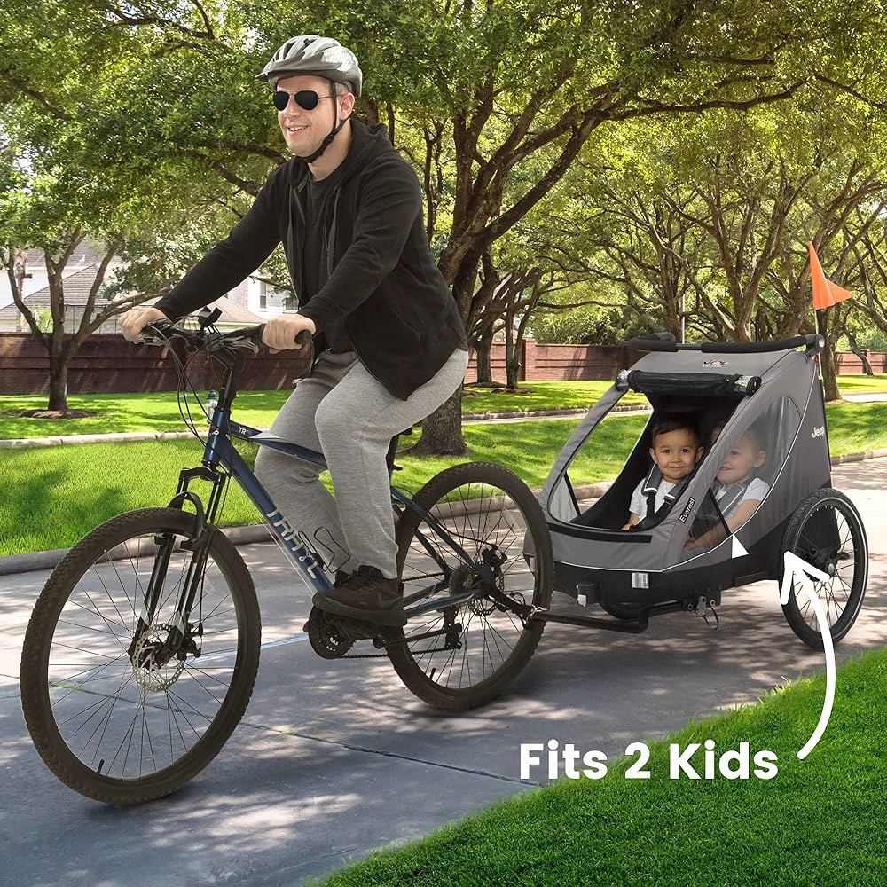 Jeep Everest 2-in-1 Child Bike Trailer and Stroller for 2 Kids by Delta Children | 2-Seater Light... | Amazon (US)
