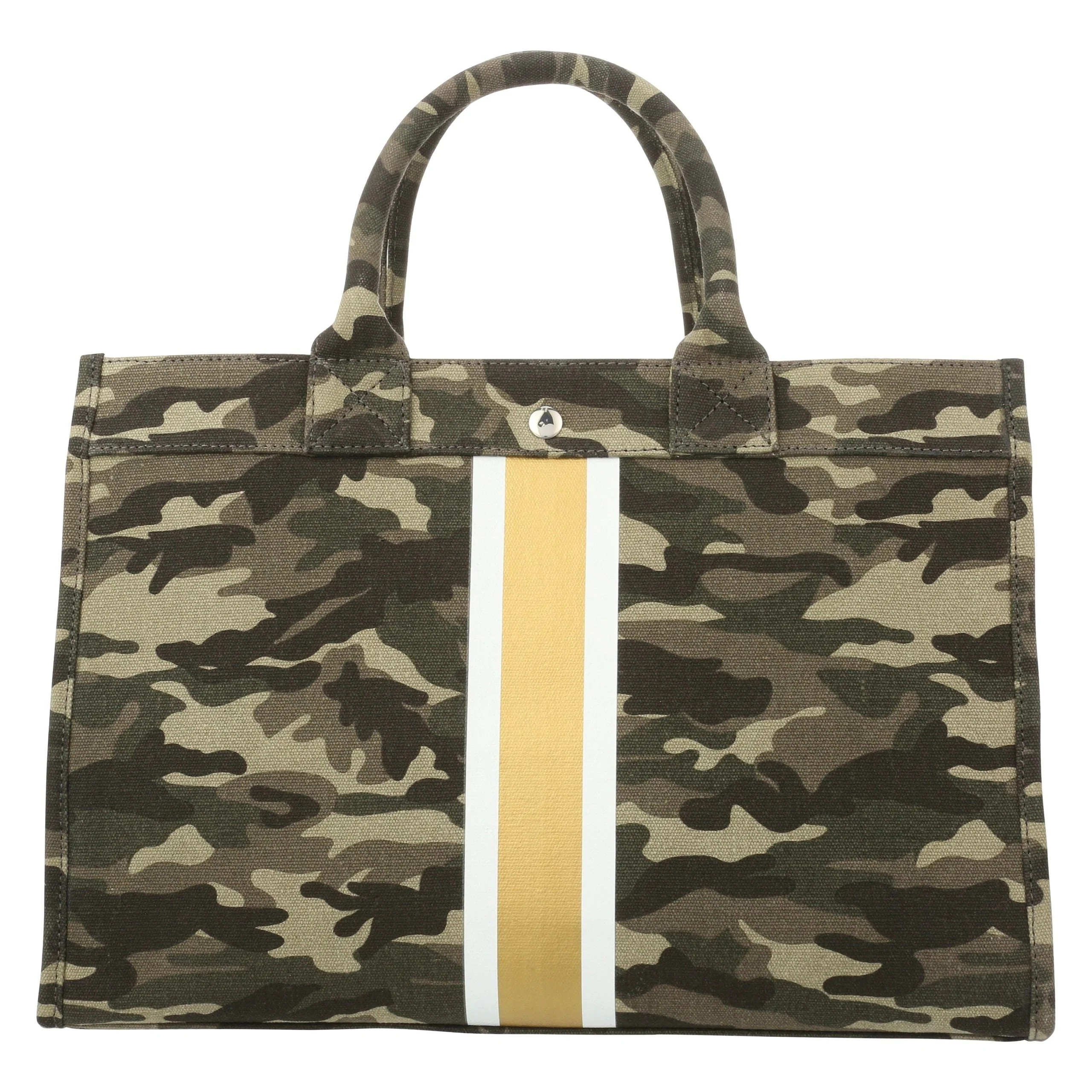 Milly Kate Camouflage Tote Camo with Gold/White Stripes | Pink Lily