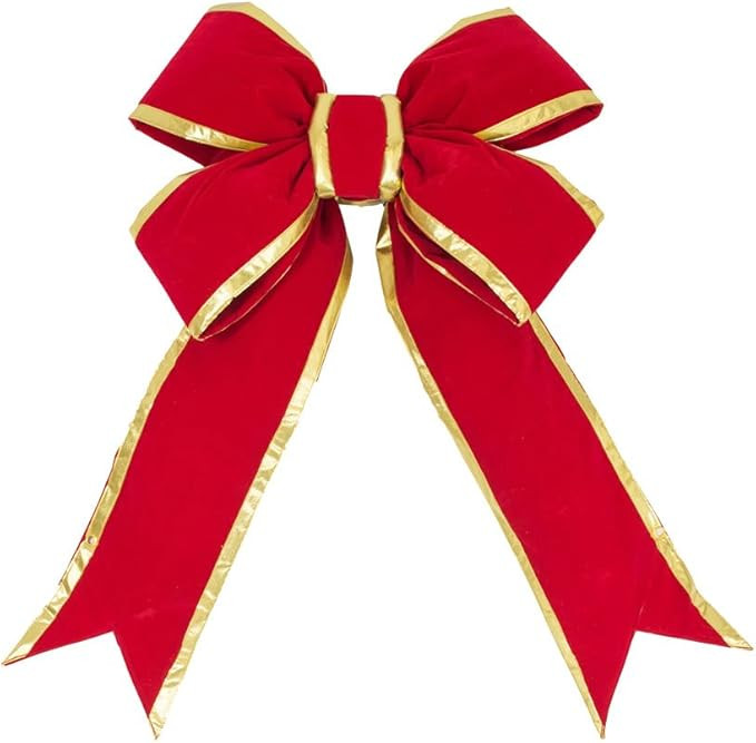 Vickerman 14" Red-Gold Four Loop Velvet Indoor Bow, 60" x 75" | Amazon (US)