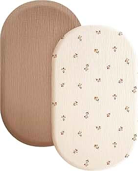Konssy 2 Pack Muslin Fitted Bassinet Sheets for Baby Girl Boy, Soft Breathable Baby Bassinet Shee... | Amazon (US)