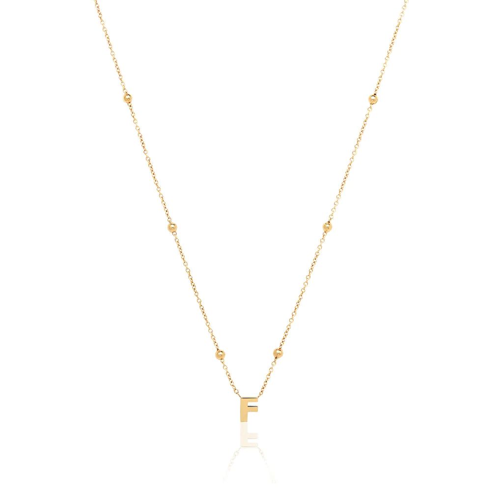 Mini Letter Sphere Chain Necklace (Gold) | Abbott Lyon