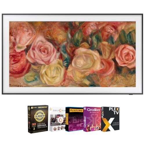 SAMSUNG QN55LS03DA 55" The Frame QLED 4K Smart TV (2024) Bundle with Movies Streaming + Deco Gear 2X 4K HDMI 2.0 Cable w/Copper Conductors & CPS Exclusive 12 Month Protection Pack (BEACH-CPS-261500) | Amazon (US)