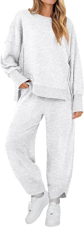 ANRABESS Womens 2 Piece Outfits Sweatsuits Oversized Sweatshirts Barrel Pants Matching Lounge Set... | Amazon (US)