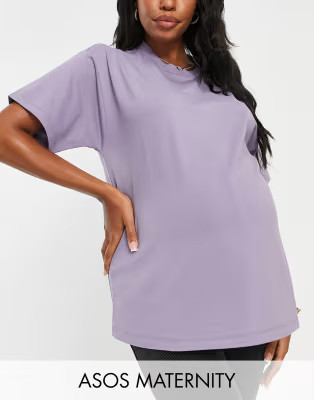 ASOS DESIGN Maternity ultimate oversized t-shirt in purple | ASOS (Global)