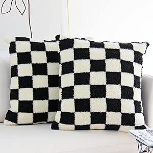 JOJUSIS Decorative Throw Pillow Covers Luxury Style Checkerboard Pattern Cushion Case Super Soft ... | Amazon (US)