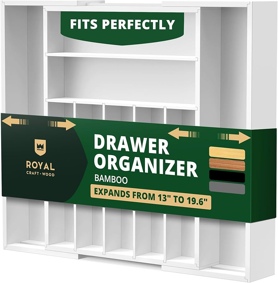 ROYAL CRAFT WOOD Luxury Bamboo Kitchen Drawer Organizer - Silverware Organizer - Utensil Holder a... | Amazon (US)