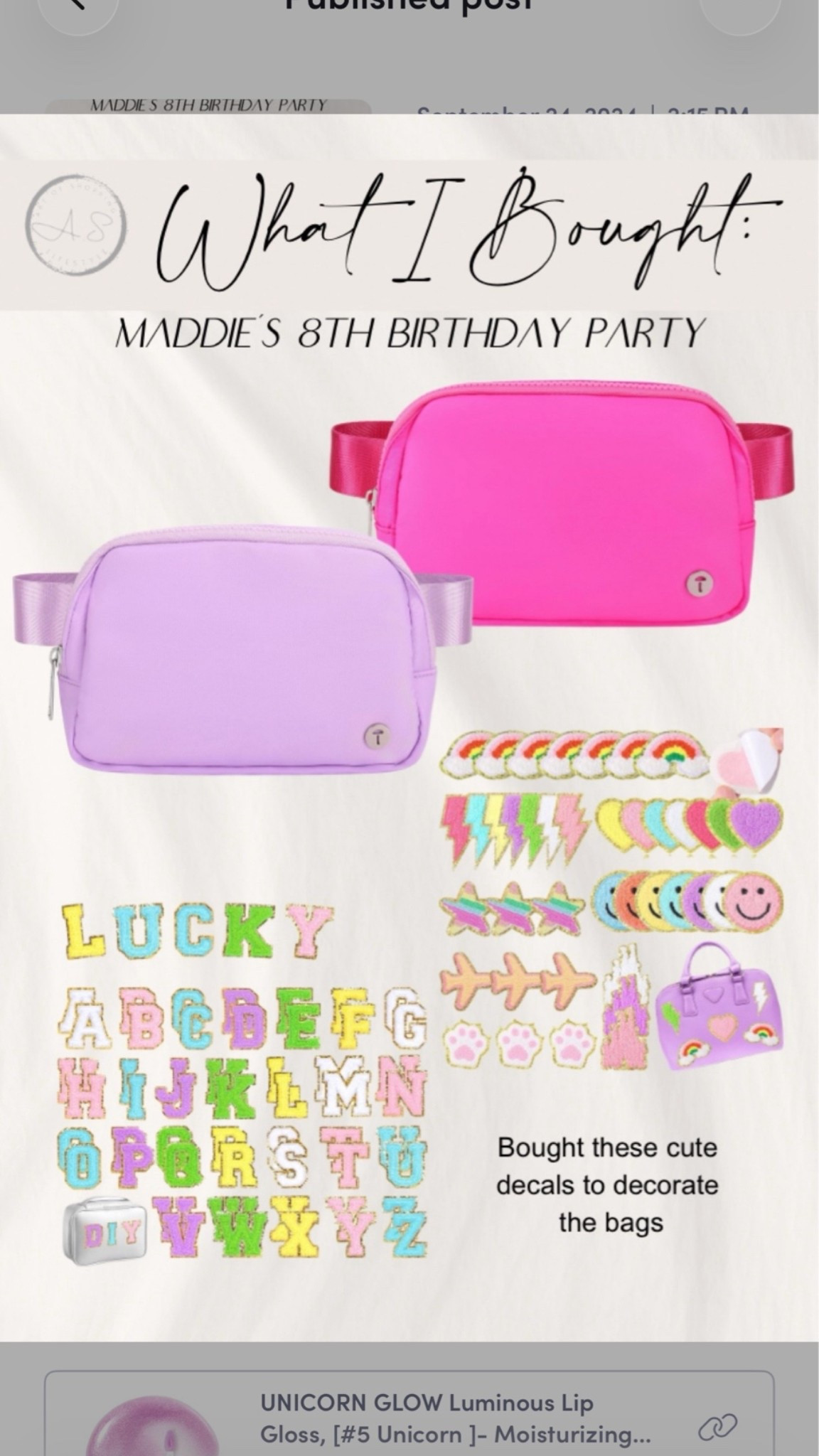 Items I purchased as crafts for my daughter’s 8th birthday party. The children decorated bags that I purchased on Amazon that looked like lululemon. They loved them!!  Great activity for kids. 

Girl birthday. Lululemon crossbody. Amazon find. Tween  

#LTKFamily #LTKFindsUnder50 #LTKKids