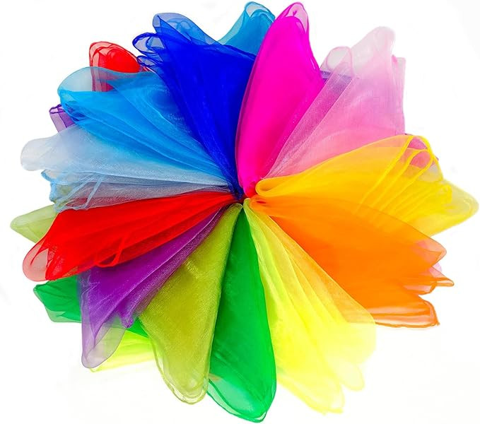 Juggling Scarves, 12 PCS Dance Scarves for Kids Play Silk Scarve for Toddlers Children Movement M... | Amazon (US)