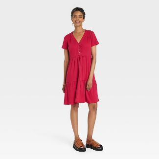 Women's Short Sleeve Henley Dress - Knox Rose™ | Target