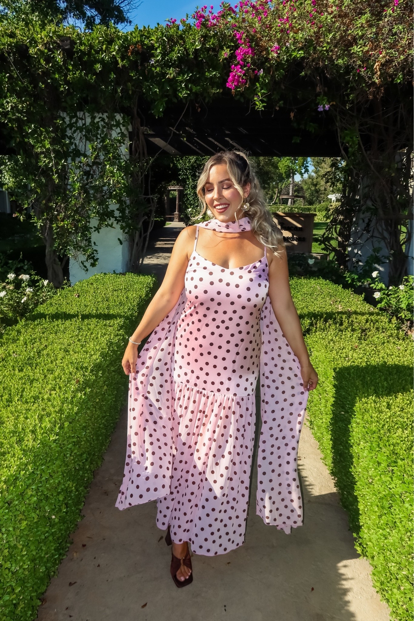 Pink polka dot dress
Wedding guest dress
Formal wear
Summer wedding guest dress
Neck scarf dress for wedding
Fuller bust formal dresses
Wedding guest look
Summer inspo
Dresses inspo

#LTKgrwm #LTKootd #LTKWedding