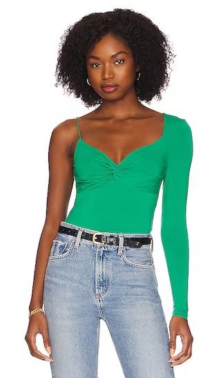 Tayce Asymmetric Bodysuit in Green | Revolve Clothing (Global)