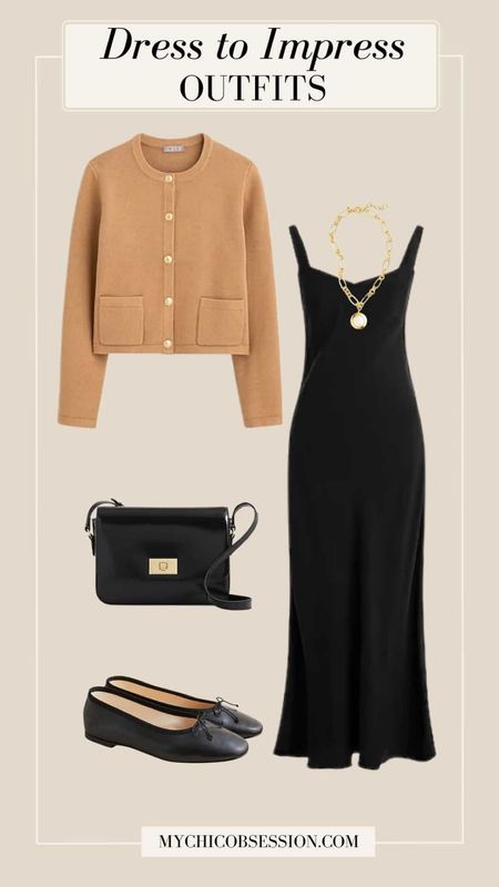 Dress to impress in a little (or long) black dress this season. Pair it with a lady jacket style cardigan, a leather handbag, classic jewelry, and ballet flats.

#LTKSeasonal #LTKStyleTip