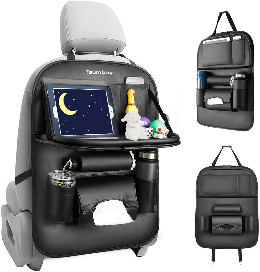 Tsumbay Car Backseat Organizer with Tablet Holder，9 Storage Pockets PU Leather Car Storage Orga... | Amazon (US)