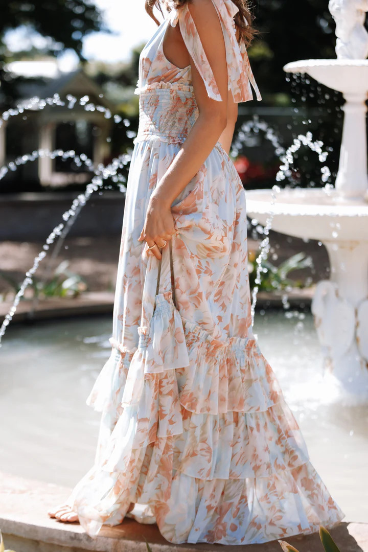 Christabel Tiered Maxi Dress - Blue Floral | Petal & Pup (US)