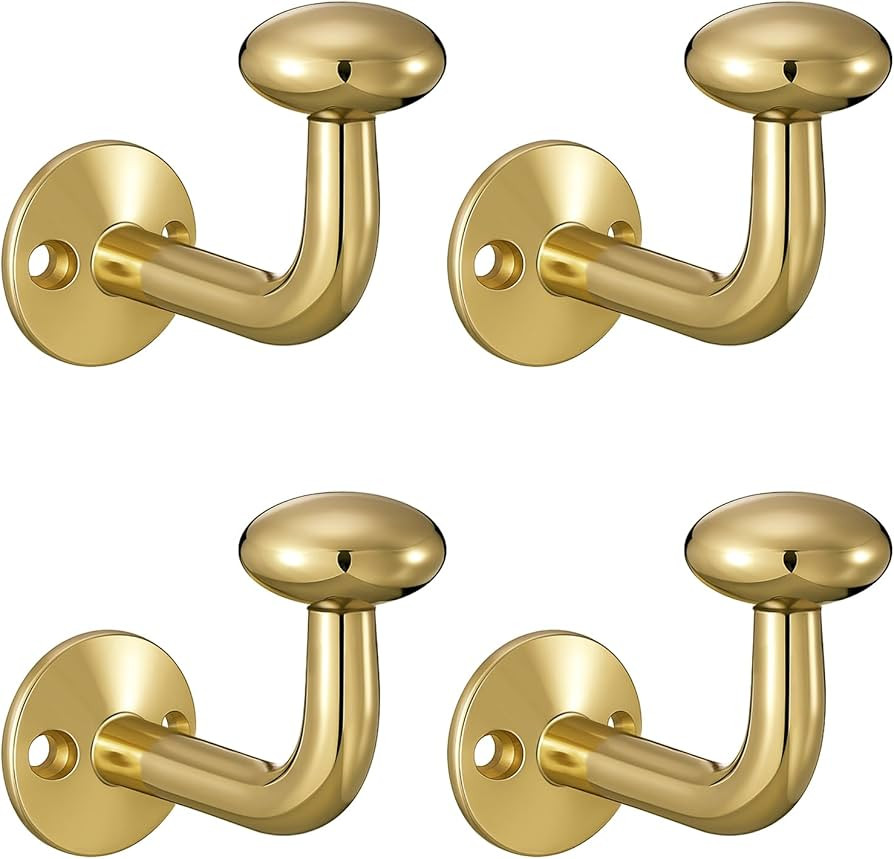 LEIFIDE Set of 4 Glazed Brass Wall Hooks for Hanging, Decorative Gold Vintage Coat Hooks, Wall Mo... | Amazon (US)