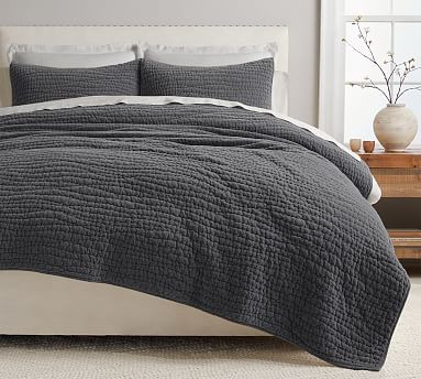 Washed Velvet Handcrafted Quilt | Pottery Barn | Pottery Barn (US)