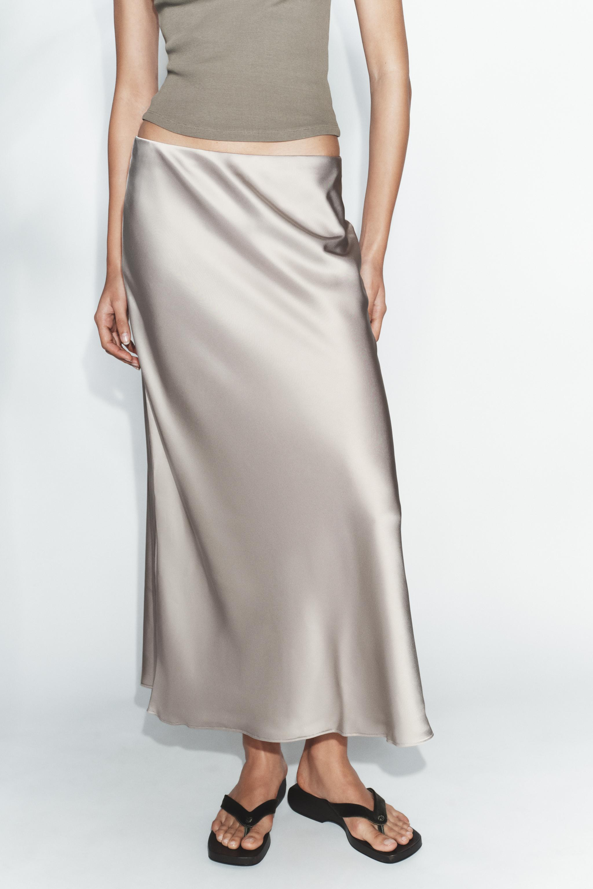 SATIN EFFECT MIDI SKIRT | Zara US