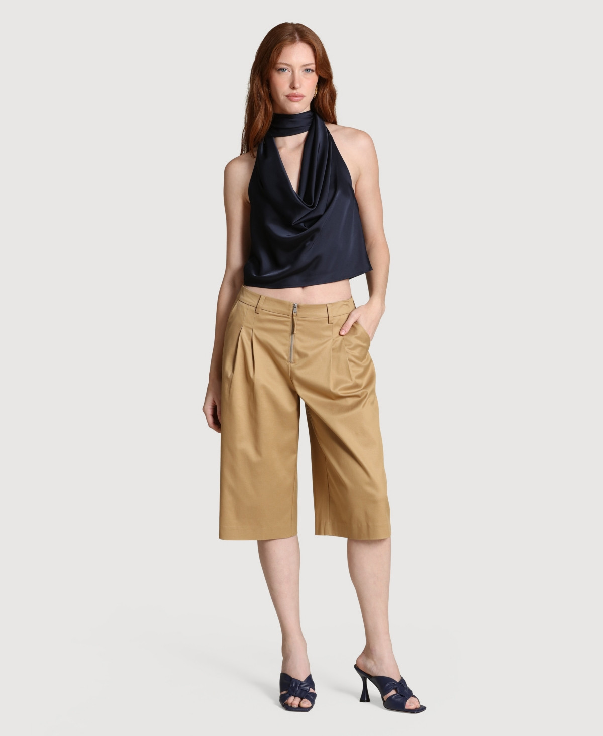 Avec Les Filles Women's Tailored Mid Rise Bermuda Shorts - Macy's | Macy's