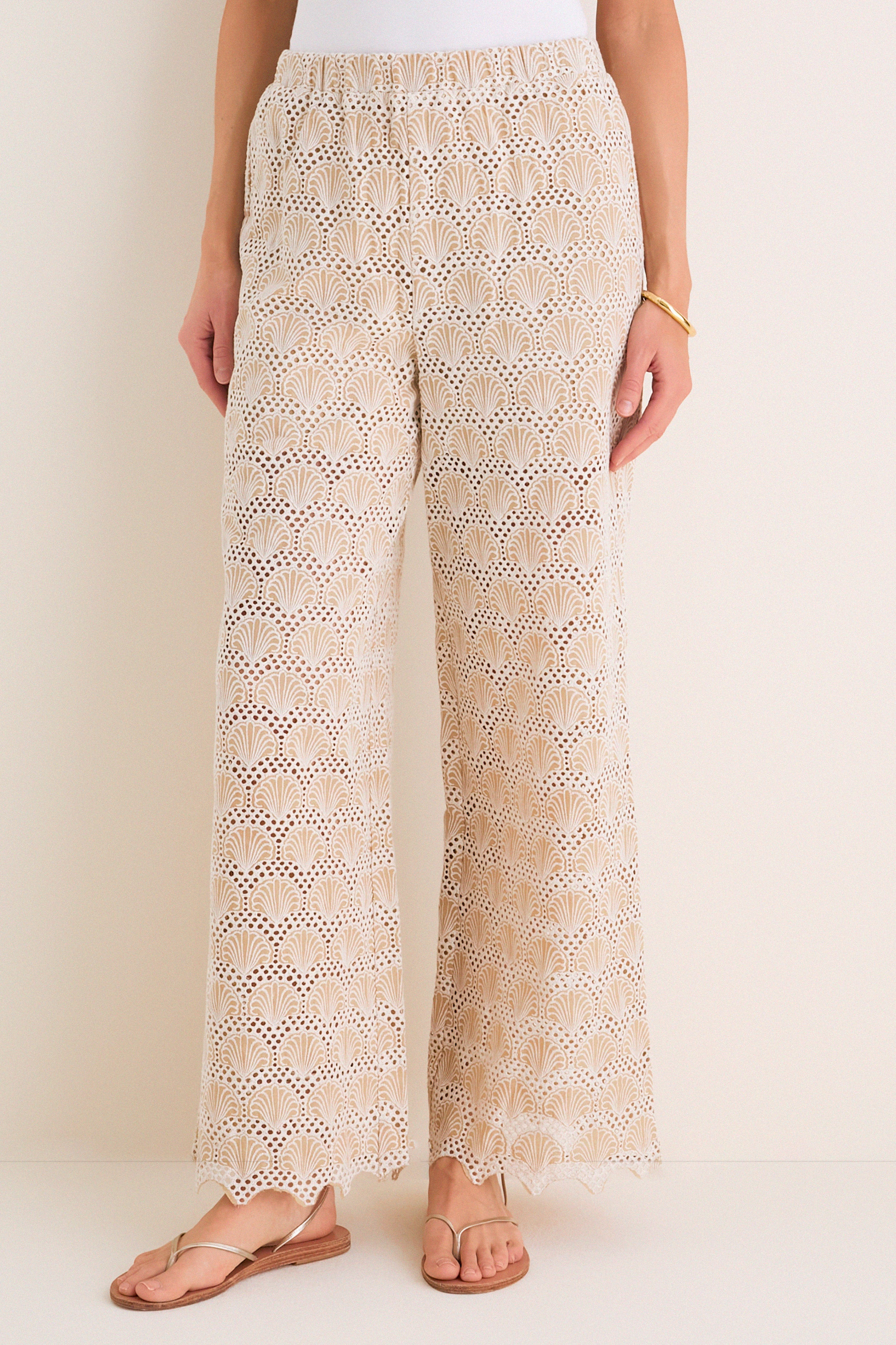 Tan Seashell Eyelet Shelly Pants | Tuckernuck (US)