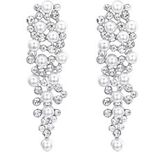 BriLove Women's Wedding Bridal Crystal Simulated Pearl Multi Beaded Cluster Chandelier Drop Dangl... | Amazon (CA)