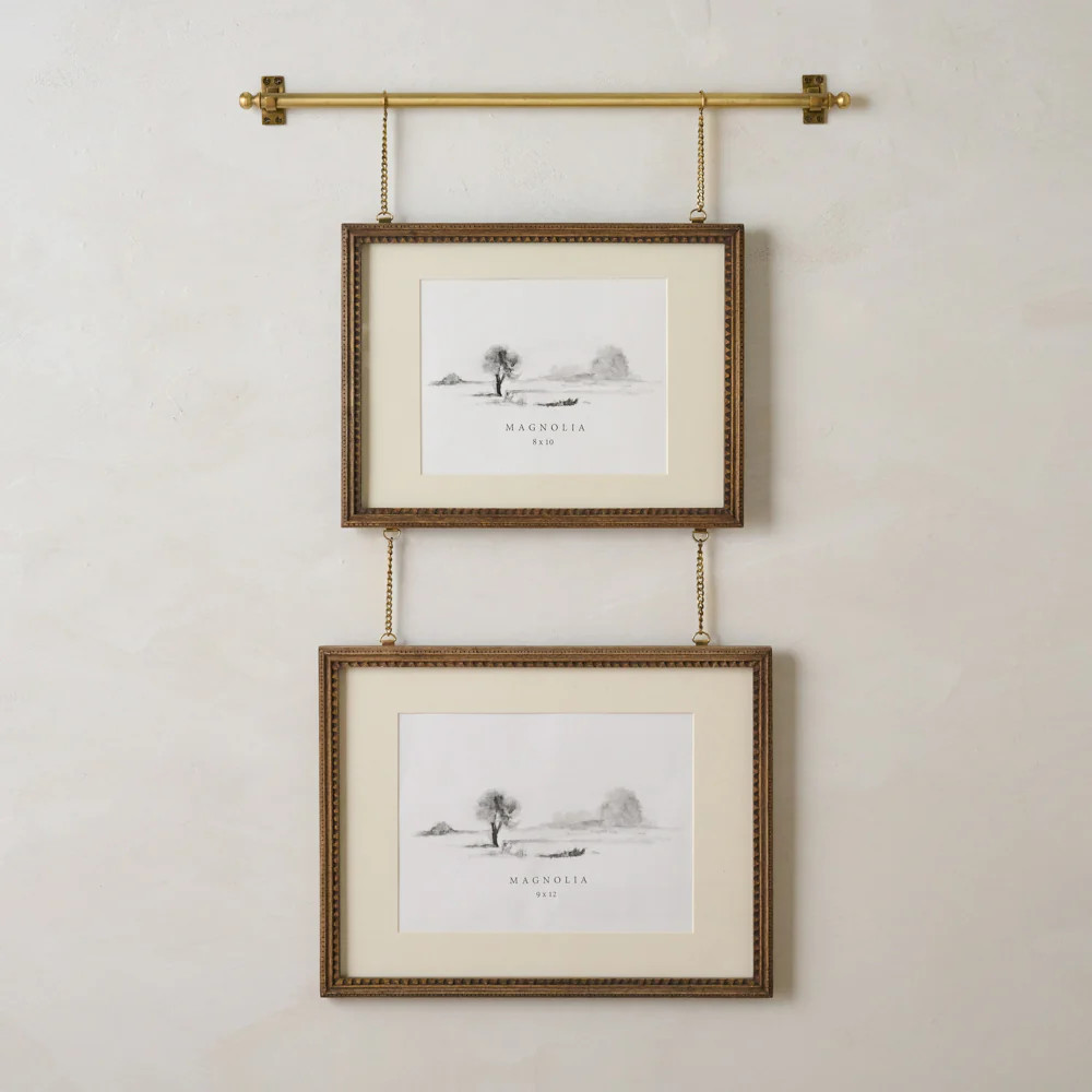 Colleen Wood and Brass Rail Double Picture Frame | Magnolia