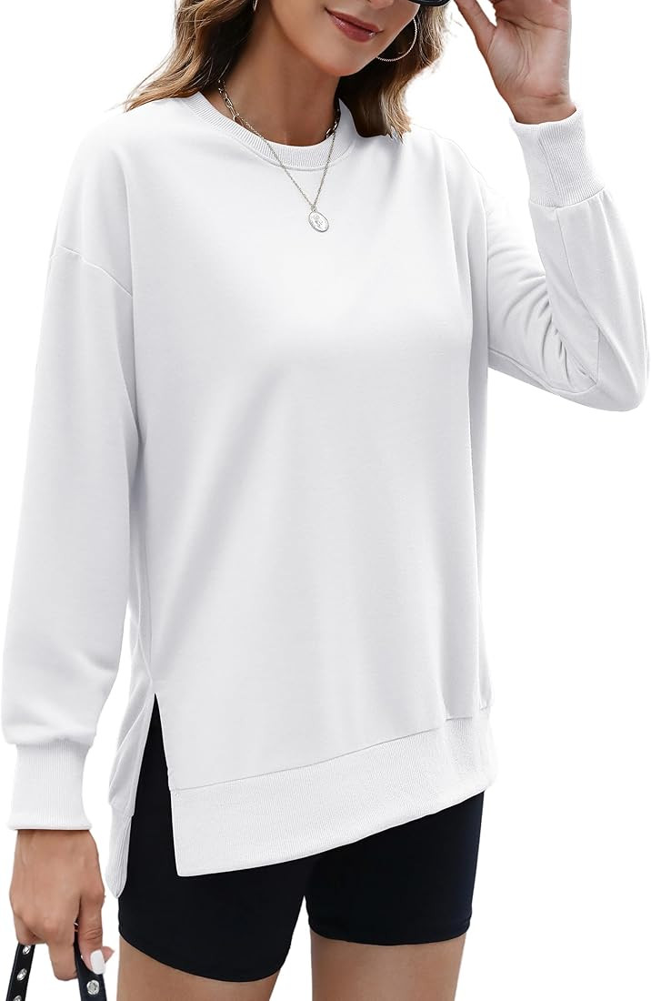 ECOWISH Women Side Split Sweatshirt: Fall Crewneck Long Sleeve Oversized Camo Shirts Casual Camou... | Amazon (US)