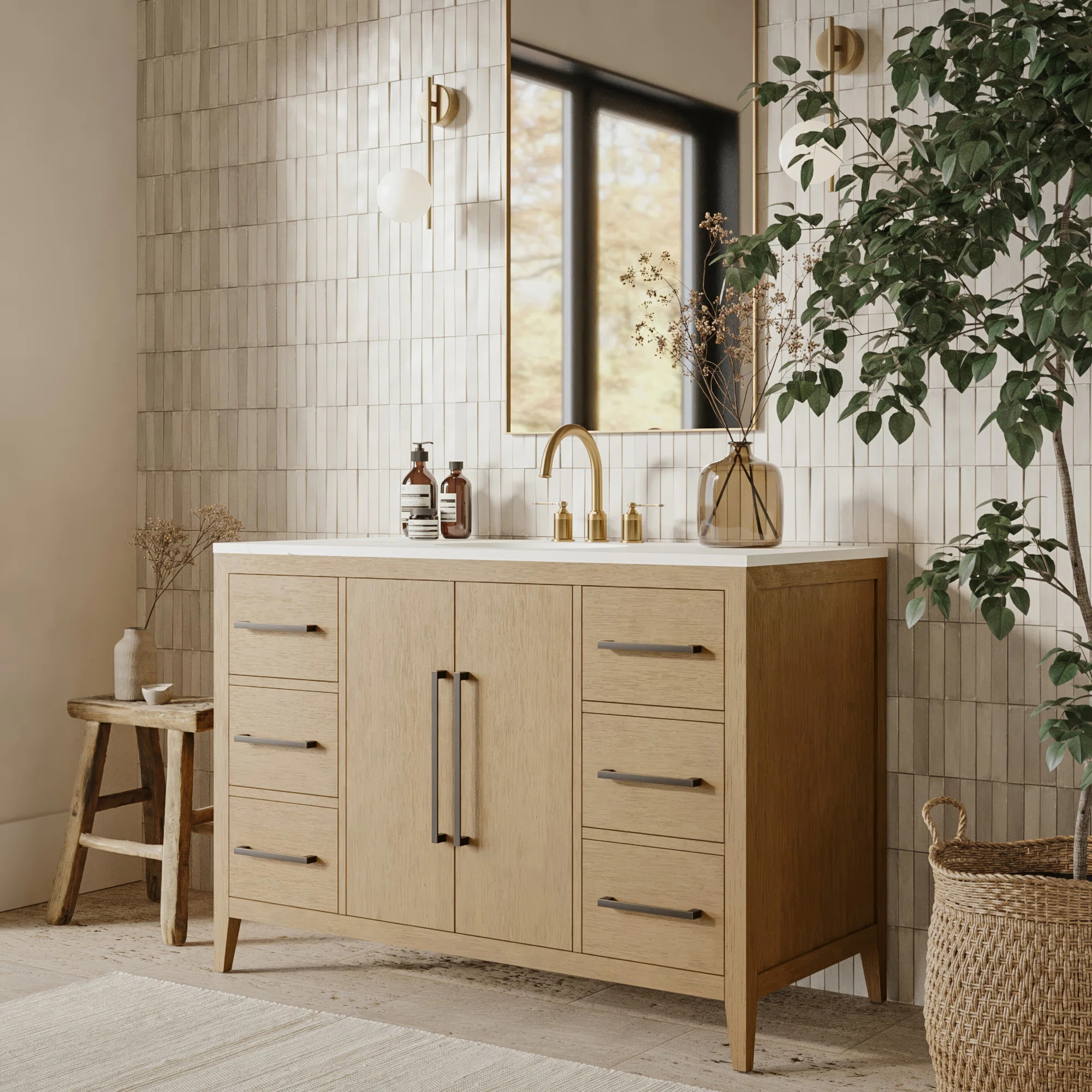 Alsup 48" Single Bathroom Vanity with Quartz Top | Wayfair North America