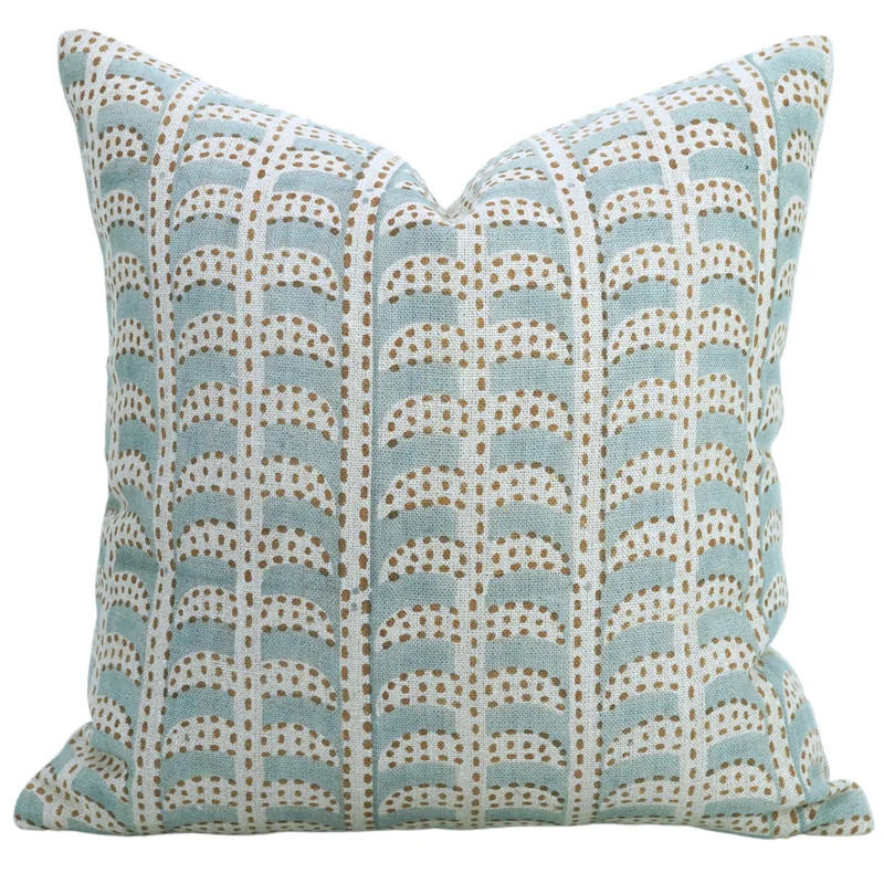 Traditional Block Print Thick Linen Pillow Cover Decorative Cushion for Living Room 26x26 Inch Ga... | Wayfair North America
