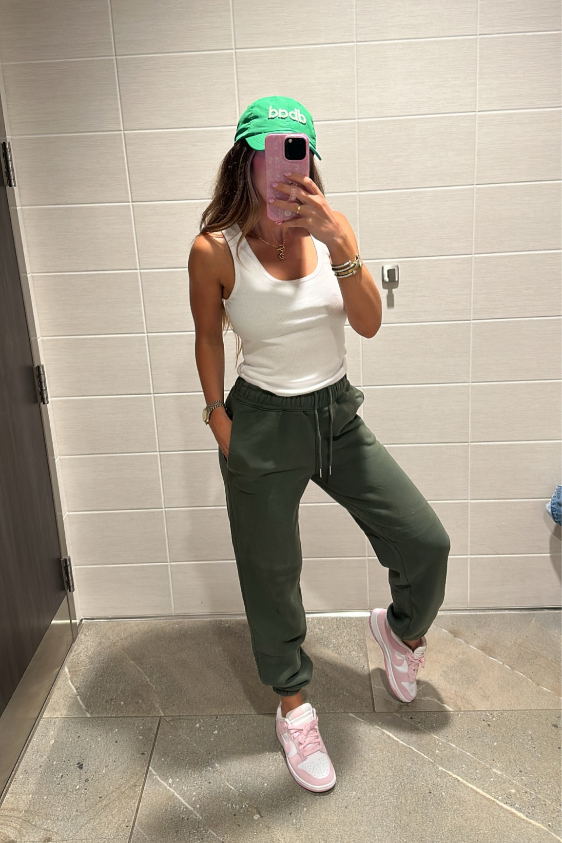 Travel outfit 
Tank - in the 2. Could have sized down 
Joggers - small 
Sneakers - true to size 
Hat - coming soon 🤭

#LTKstyletip #LTKtravel #LTKunder50