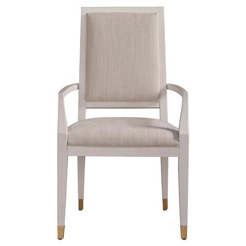 Riya Hollywood Regency Grey Cushion White Wood Dining Arm Chair - Set of 2 | Kathy Kuo Home
