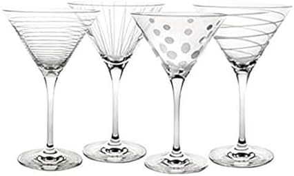 Mikasa Cheers 10-Ounce Martini Glasses, Fun Etched Designs, Durable Clear Glass Cocktail Glasswar... | Amazon (US)