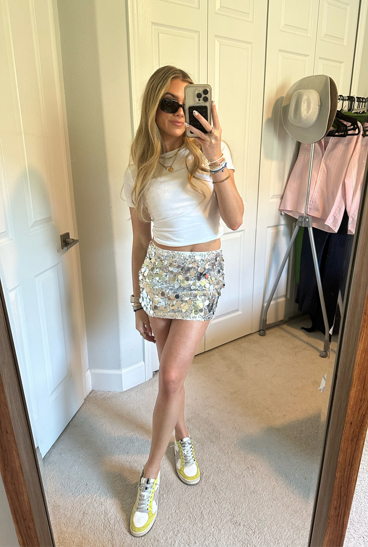 Festival season. Nola outfit inspo. Frat formal outfit. Day party outfit. Concert outfit inspo. Amazon. Amazon fashion. Good American white baby tee. Women's Sequin Skirt Glitter Low Rise Bodycon Sexy Mini Skirt Rave Sparkly Skirt

#LTKfindsunder50 #LTKsalealert #LTKFestival