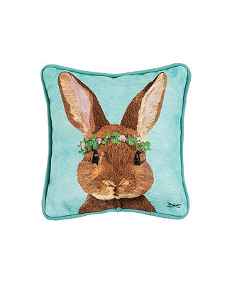 8" x 8" Clover Easter Bunny Spring Small Petite Printed Throw Pillow | Macy's