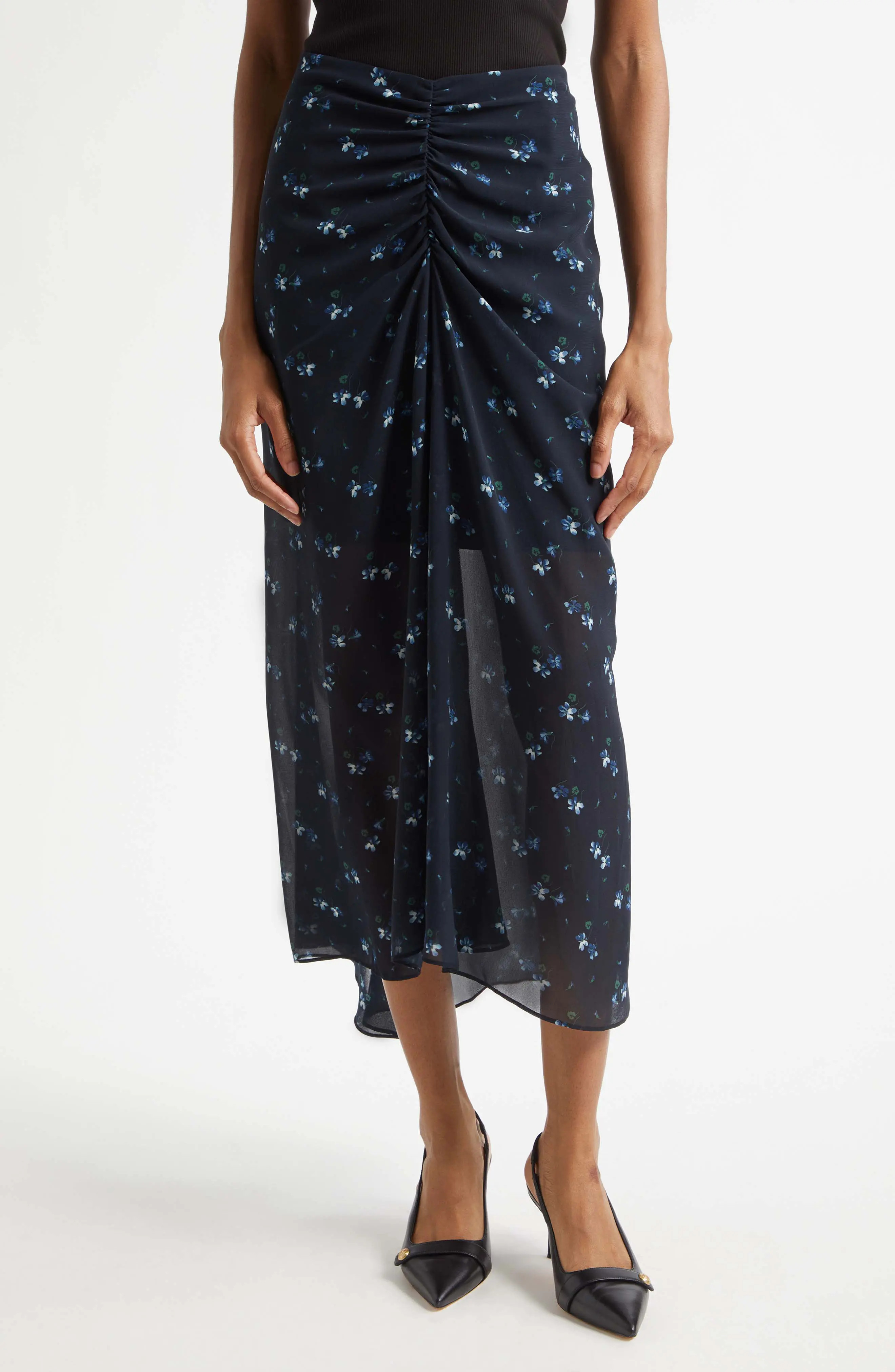 Veronica Beard Limani Ruched Midi Skirt (Women) | Nordstrom | Nordstrom